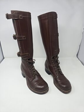 Rare 1943 WWII US Army WAC Leather Field Boots | Light-Tread | 3-Buckle Combats